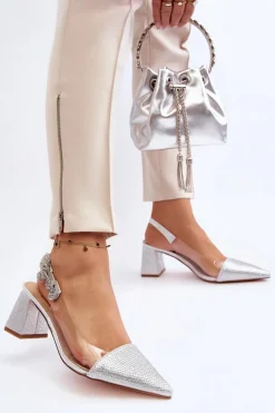 Clearance D&A Eleganckie Czółenka W Szpic MR91292-1 Srebrne
