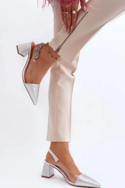 Clearance D&A Eleganckie Czółenka W Szpic MR91292-1 Srebrne