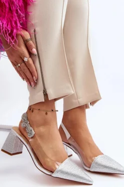 Clearance D&A Eleganckie Czółenka W Szpic MR91292-1 Srebrne