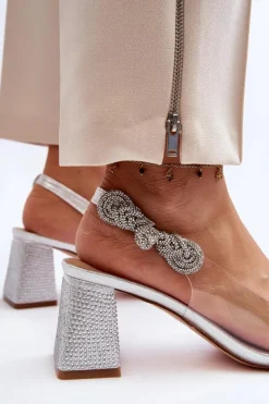 Clearance D&A Eleganckie Czółenka W Szpic MR91292-1 Srebrne