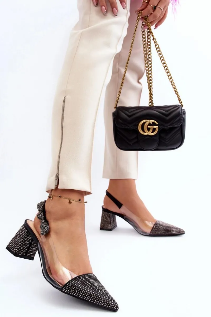 Czółenka Na Słupku|Czółenka Klasyczne>D&A Eleganckie Czółenka W Szpic MR91292-1 Czarne