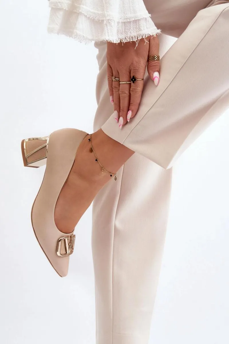 Czółenka Na Platformie|Czółenka Na Słupku>Laura Messi Eleganckie Czółenka Z Ozdobą 2740 Beżowe