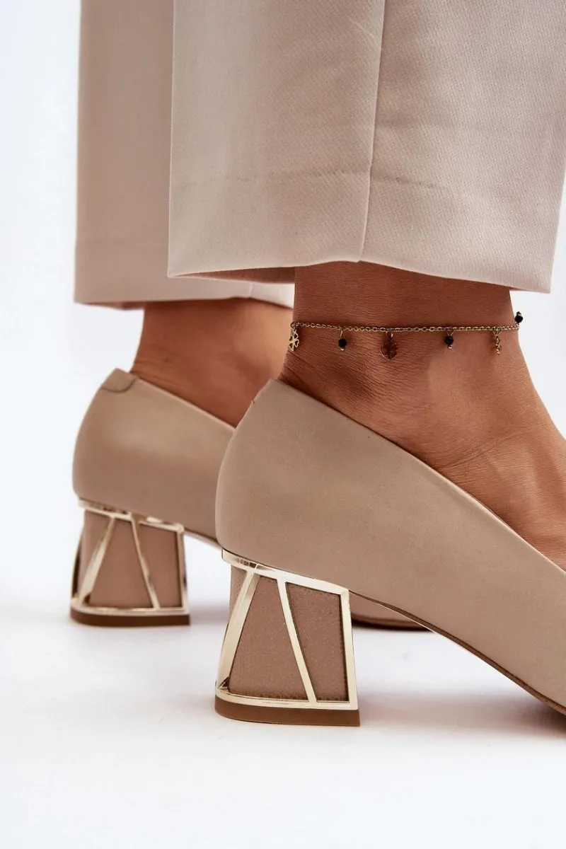 Czółenka Na Platformie|Czółenka Na Słupku>Laura Messi Eleganckie Czółenka Z Ozdobą 2740 Beżowe