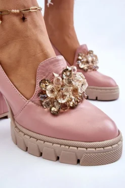 Outlet Eleganckie Czółenka Z Ozdobą Gładkie Różowe Caterine Damskie Czółenka Na Platformie|Czółenka Na Słupku