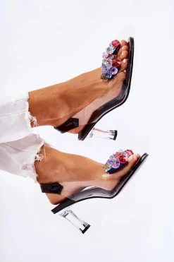 New Damskie buty S.Barski Eleganckie Czółenka Z Ozdobą Czarne Amalia