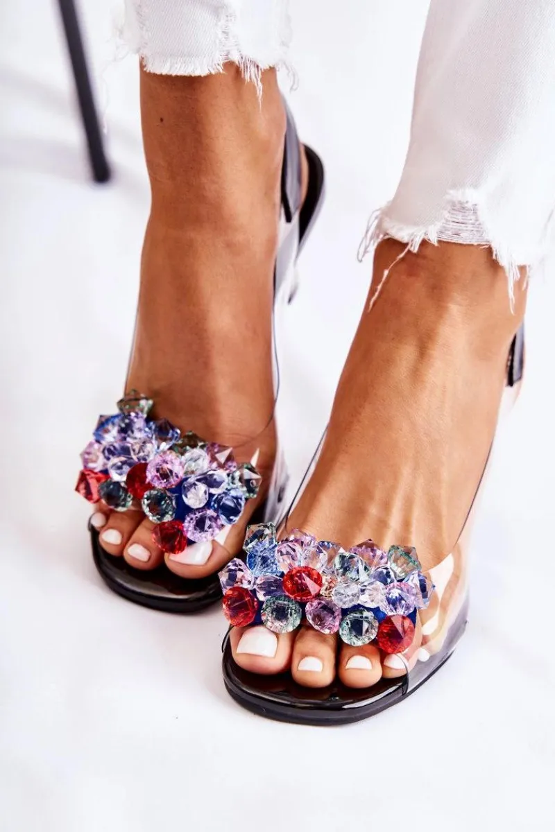 New Damskie buty S.Barski Eleganckie Czółenka Z Ozdobą Czarne Amalia