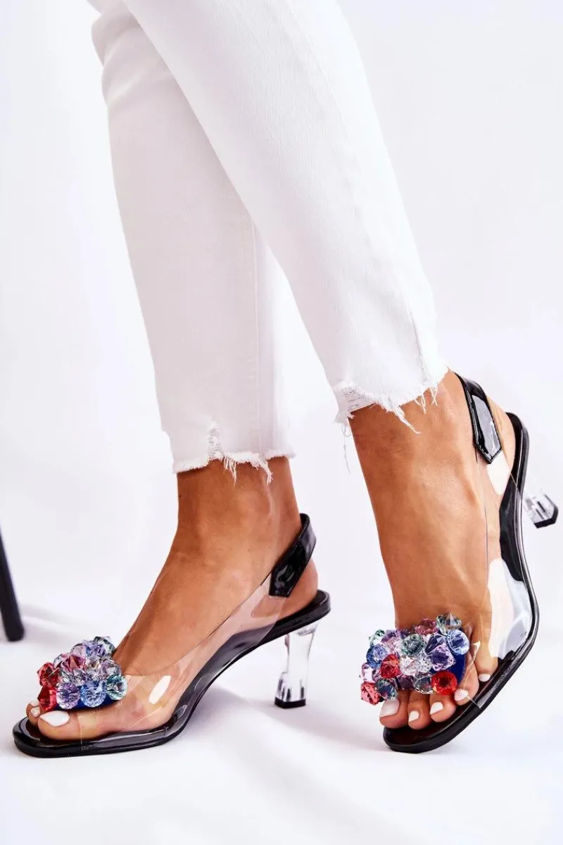 New Damskie buty S.Barski Eleganckie Czółenka Z Ozdobą Czarne Amalia