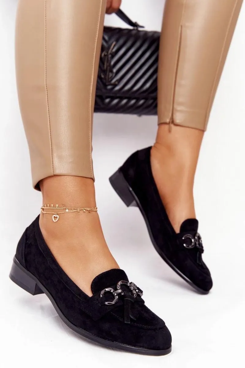 Discount Buty damskie Vinceza Eleganckie Damskie Mokasyny Vinceza 10585 Zamszowe Czarne