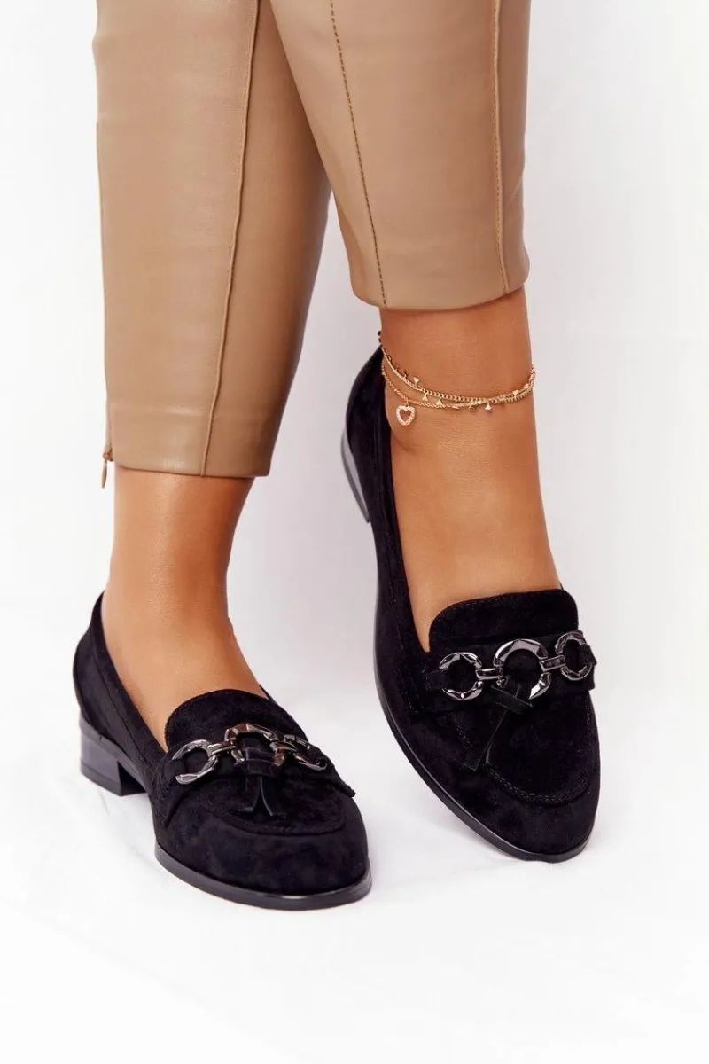 Discount Buty damskie Vinceza Eleganckie Damskie Mokasyny Vinceza 10585 Zamszowe Czarne