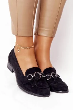 Discount Buty damskie Vinceza Eleganckie Damskie Mokasyny Vinceza 10585 Zamszowe Czarne