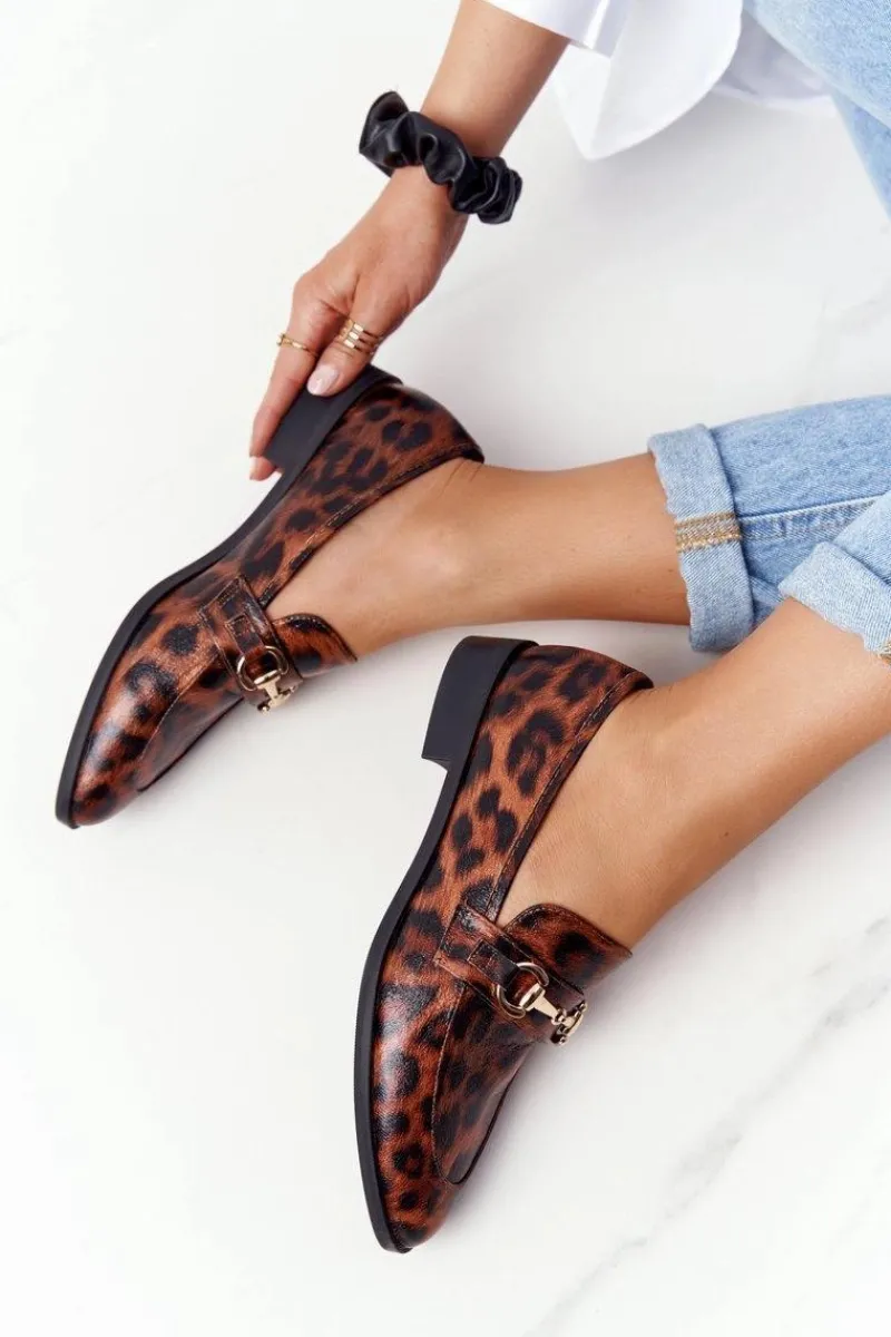 Clearance Damskie buty S.Barski Eleganckie Damskie Mokasyny S.Barski Leopard