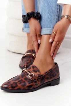 Clearance Damskie buty S.Barski Eleganckie Damskie Mokasyny S.Barski Leopard