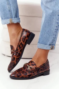 Clearance Damskie buty S.Barski Eleganckie Damskie Mokasyny S.Barski Leopard