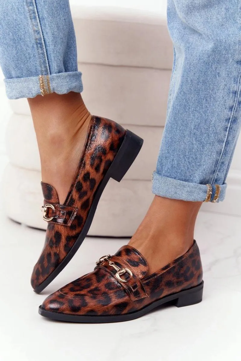 Clearance Damskie buty S.Barski Eleganckie Damskie Mokasyny S.Barski Leopard