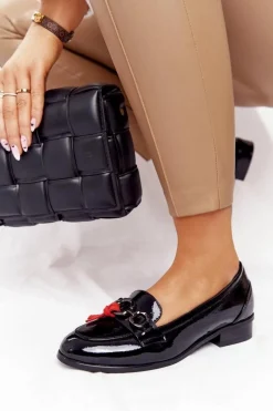 New Eleganckie Damskie Mokasyny Vinceza 10585 Lakierowane Czarne Damskie Mokasyny Damskie Lakierowane