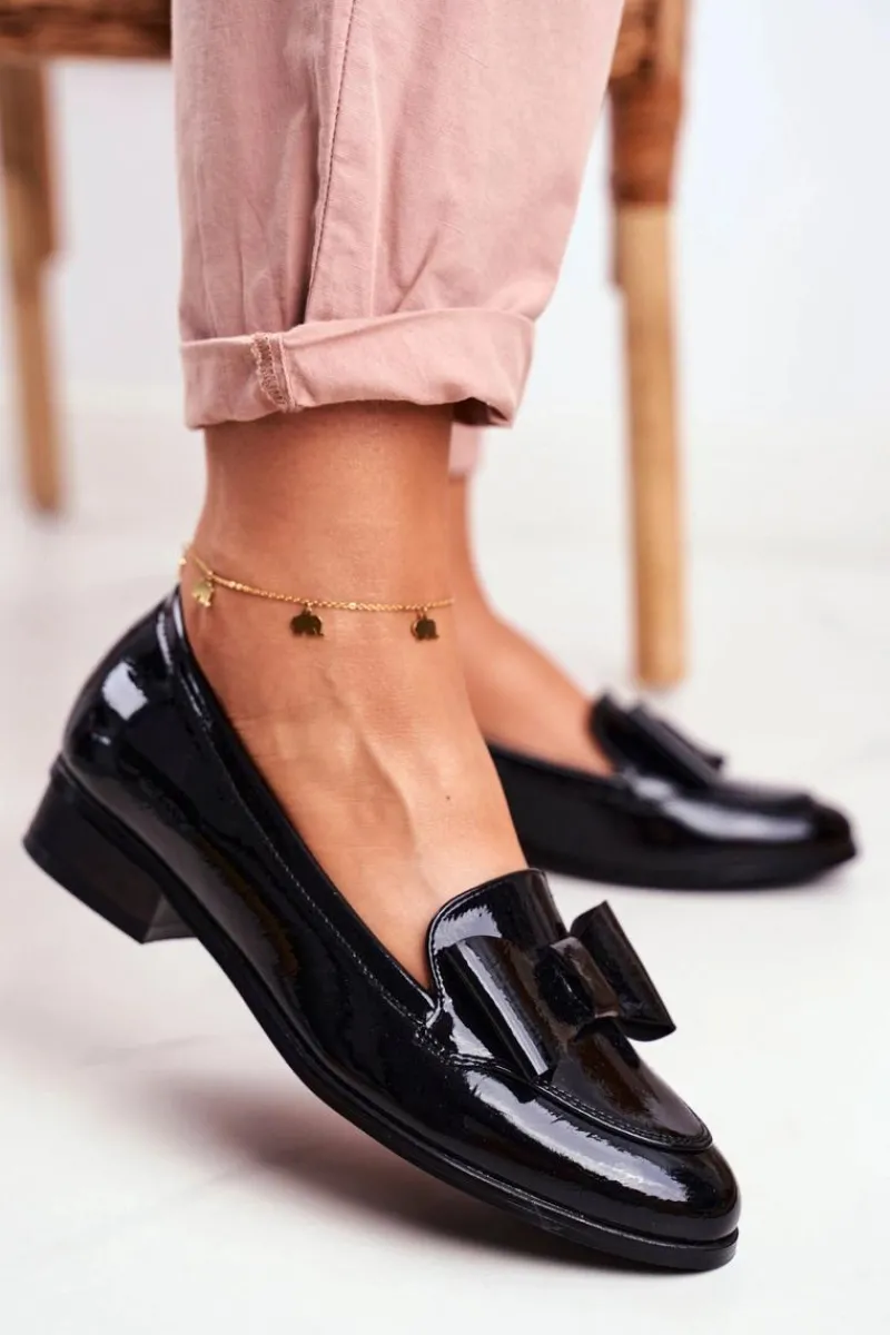 Mokasyny Damskie Lakierowane>Buty damskie Vinceza Eleganckie Damskie Mokasyny Vinceza 10570 Lakierowane Czarne