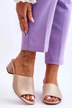 New Buty Sergio Leone Eleganckie Gładkie Klapki Sergio Leone KL317 Beżowe