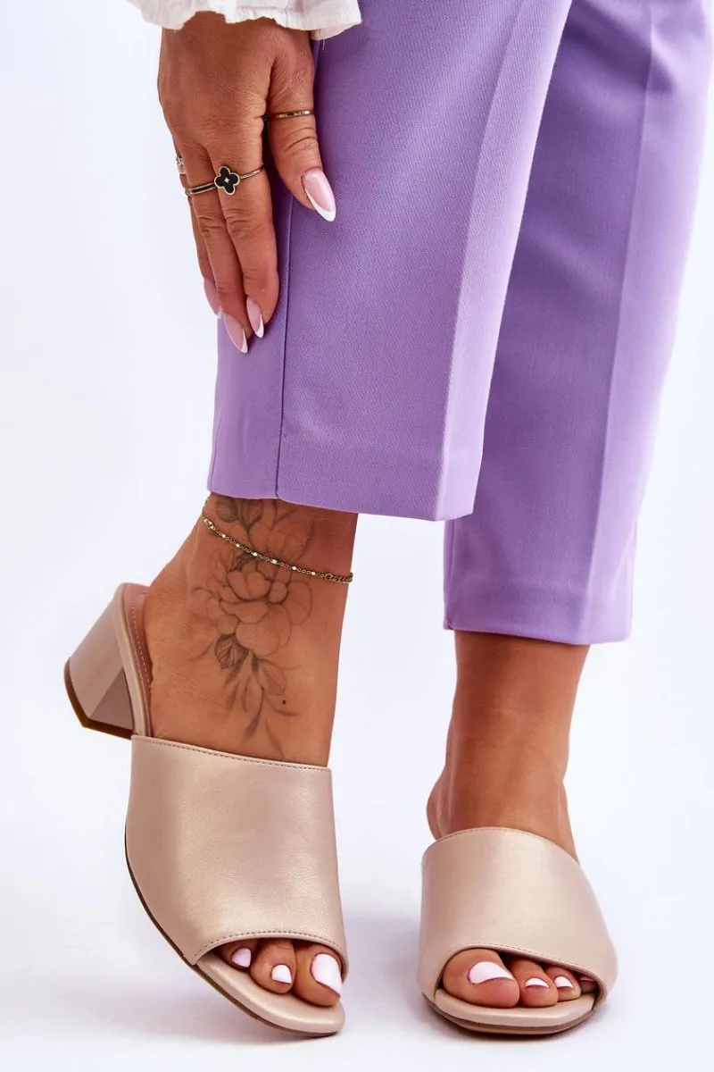 New Buty Sergio Leone Eleganckie Gładkie Klapki Sergio Leone KL317 Beżowe