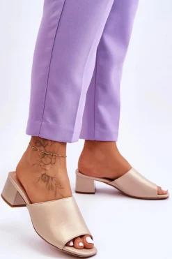 New Buty Sergio Leone Eleganckie Gładkie Klapki Sergio Leone KL317 Beżowe