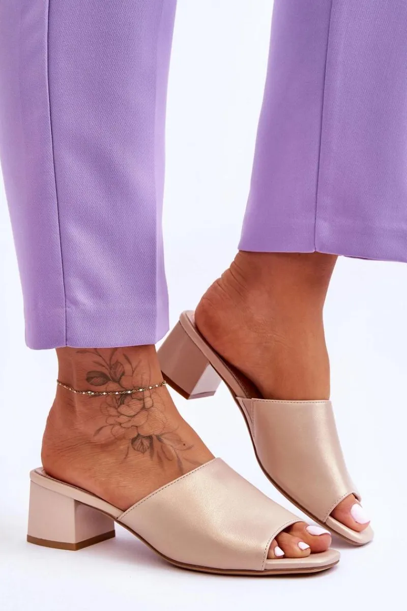 New Buty Sergio Leone Eleganckie Gładkie Klapki Sergio Leone KL317 Beżowe