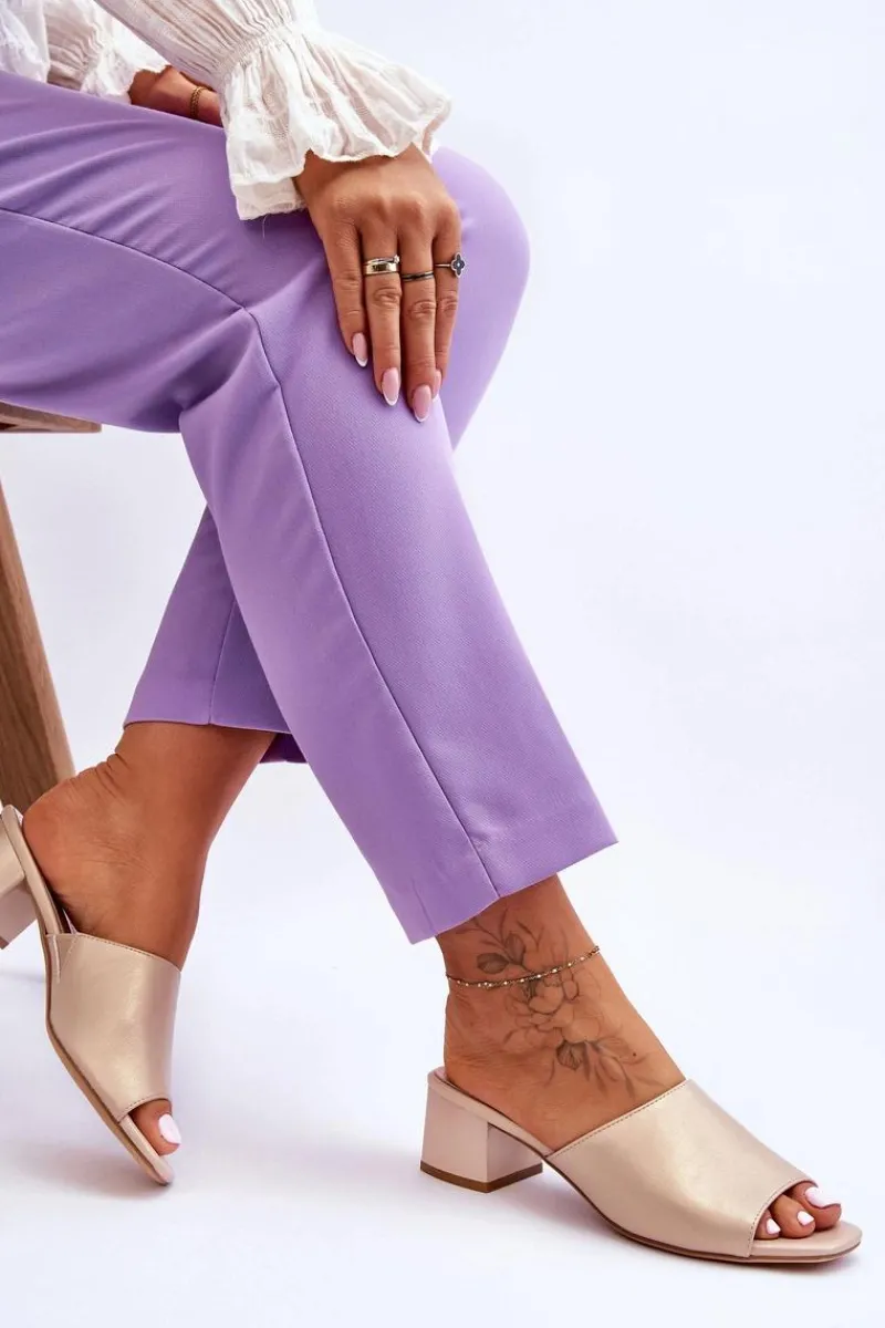 New Buty Sergio Leone Eleganckie Gładkie Klapki Sergio Leone KL317 Beżowe