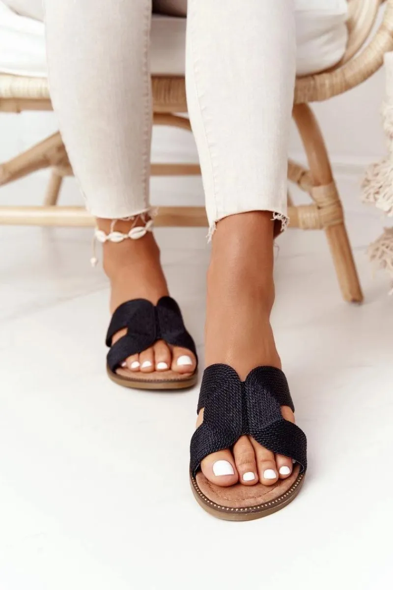 Klapki Damskie Klasyczne>Damskie buty S.Barski Eleganckie Klapki Damskie S.Barski Czarne