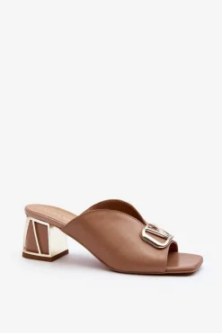 Klapki Na Obcasie|Klapki Damskie Klasyczne>Laura Messi Eleganckie Klapki Damskie Na Obcasie 2771 Beżowe Beżowy