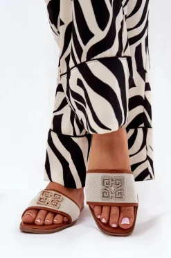Discount Eleganckie Klapki Damskie Z Ozdobą Na Płaskim Obcasie Camel Lovehia Damskie Klapki Damskie Klasyczne