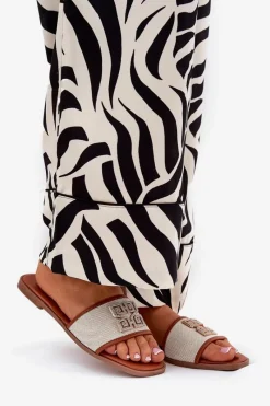 Discount Eleganckie Klapki Damskie Z Ozdobą Na Płaskim Obcasie Camel Lovehia Damskie Klapki Damskie Klasyczne