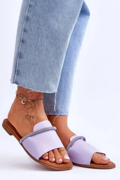 Discount Eleganckie Klapki Na Płaskim Obcasie Fioletowe Termen Damskie Klapki Damskie Klasyczne