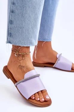 Discount Eleganckie Klapki Na Płaskim Obcasie Fioletowe Termen Damskie Klapki Damskie Klasyczne