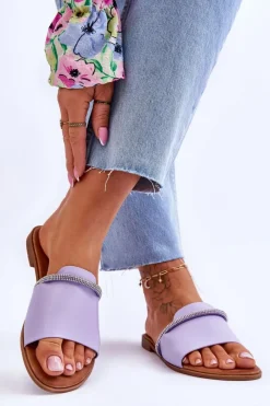 Discount Eleganckie Klapki Na Płaskim Obcasie Fioletowe Termen Damskie Klapki Damskie Klasyczne