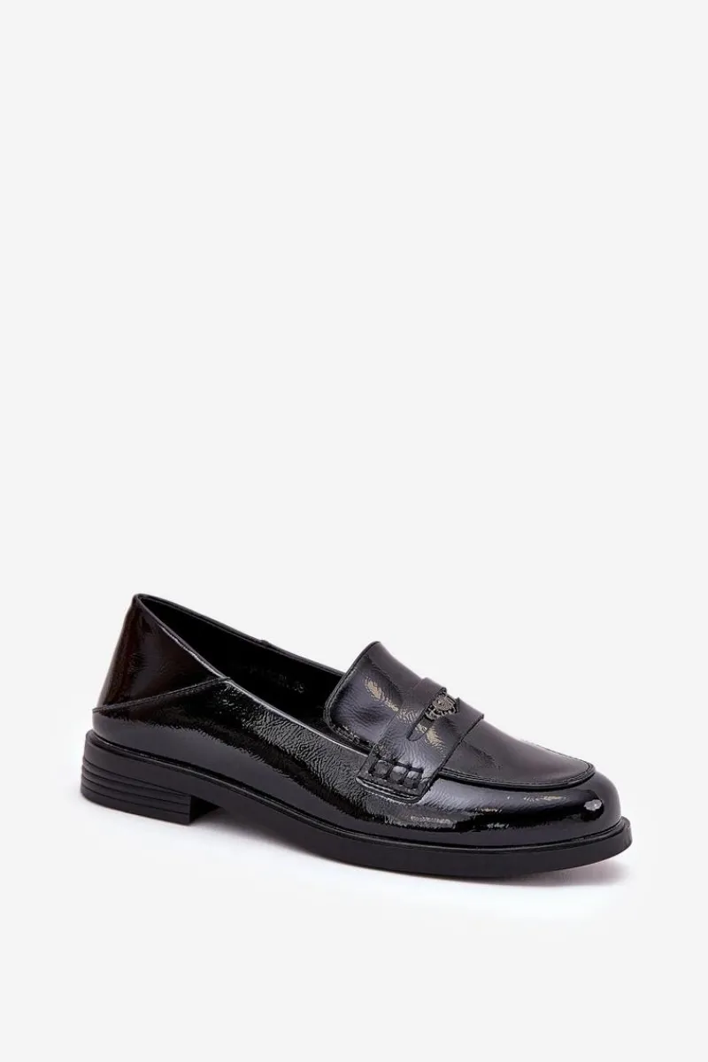 Discount Eleganckie Lakierowane Mokasyny Damskie Z Naturalnej Skóry Vinceza 18100 Czarne Damskie Loafersy Damskie|Mokasyny Płaskie