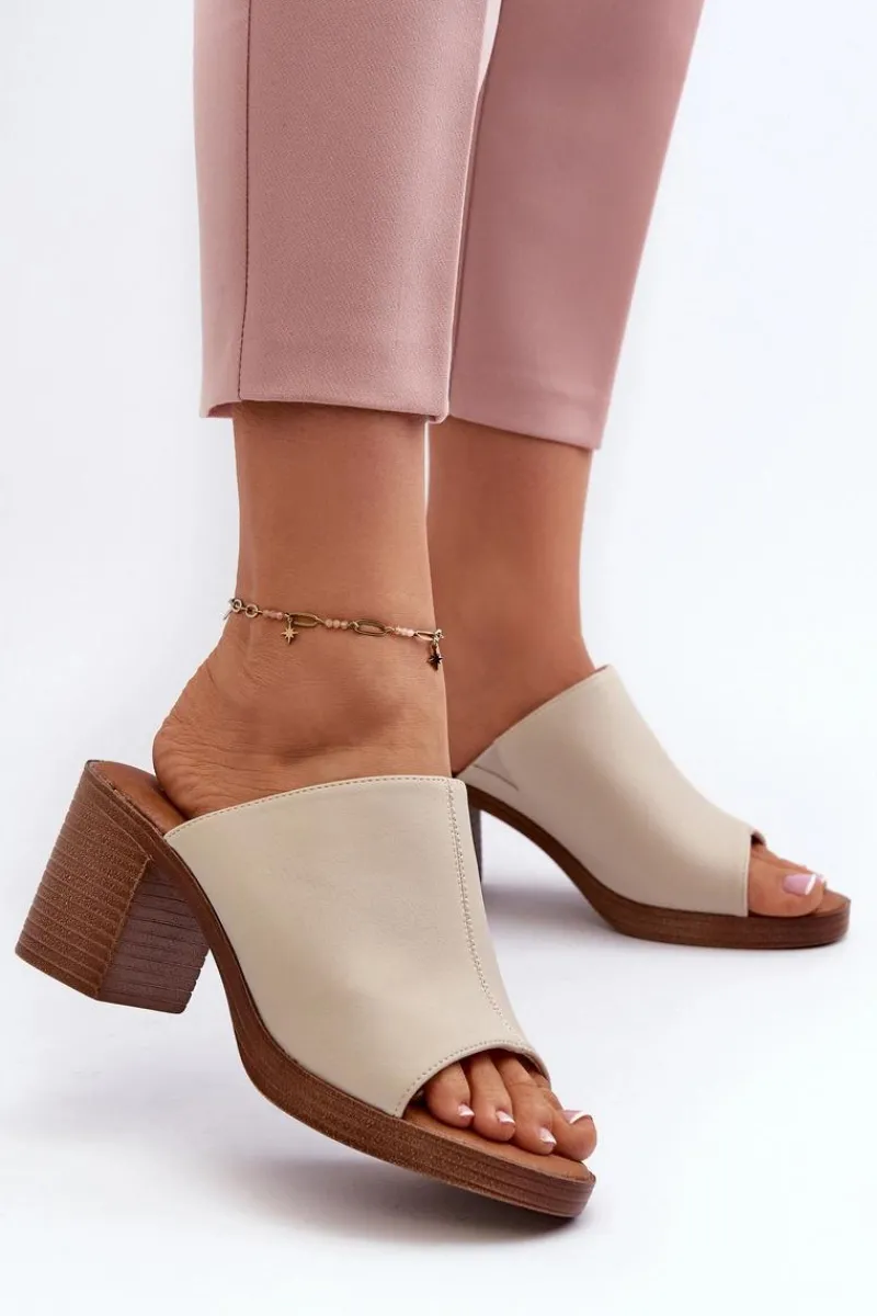 Klapki Na Obcasie|Klapki Damskie Klasyczne>Evento Eleganckie Lekkie Klapki Damskie Na Obcasie Beżowe Varnila Brązowy