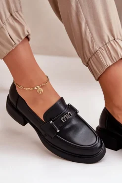 Sale Eleganckie Mokasyny Damskie Z Naturalnej Skóry Czarne Vinceza 91114 Damskie Loafersy Damskie|Mokasyny Damskie Skórzane