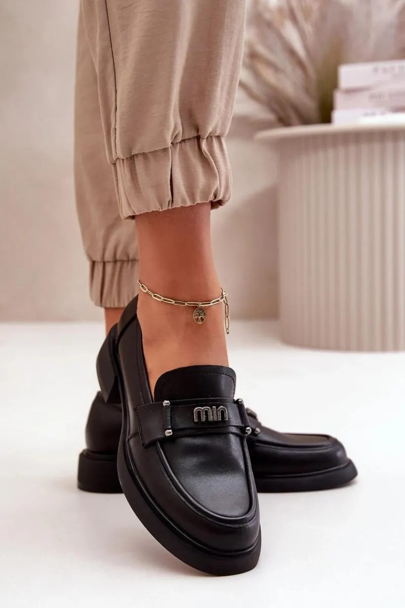 Sale Eleganckie Mokasyny Damskie Z Naturalnej Skóry Czarne Vinceza 91114 Damskie Loafersy Damskie|Mokasyny Damskie Skórzane