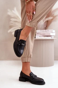 Sale Eleganckie Mokasyny Damskie Z Naturalnej Skóry Czarne Vinceza 91114 Damskie Loafersy Damskie|Mokasyny Damskie Skórzane