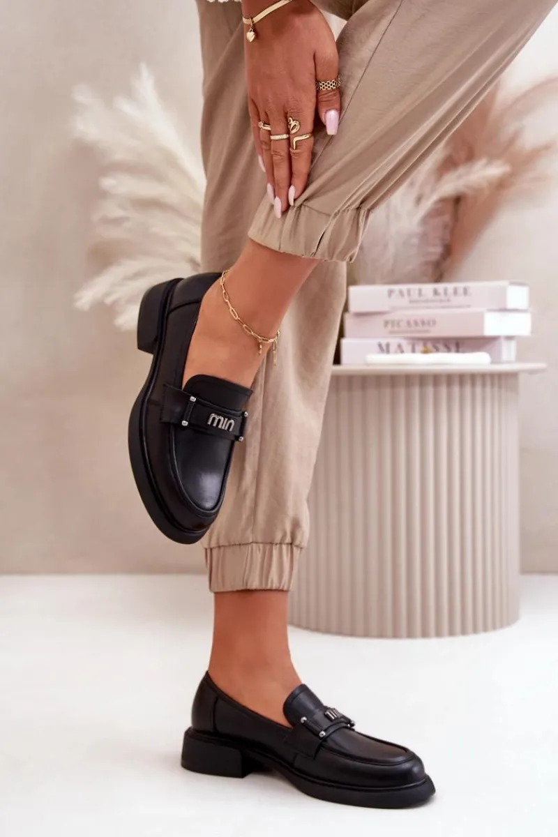 Sale Eleganckie Mokasyny Damskie Z Naturalnej Skóry Czarne Vinceza 91114 Damskie Loafersy Damskie|Mokasyny Damskie Skórzane