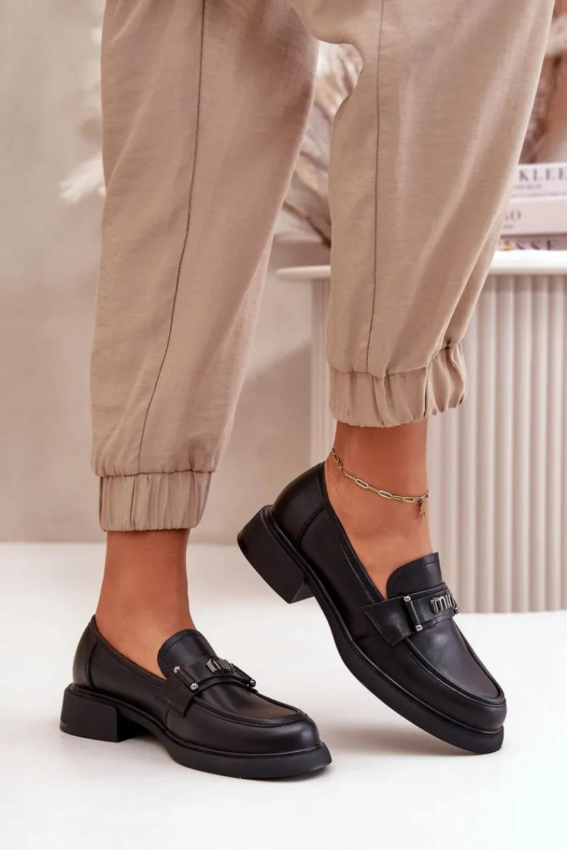 Sale Eleganckie Mokasyny Damskie Z Naturalnej Skóry Czarne Vinceza 91114 Damskie Loafersy Damskie|Mokasyny Damskie Skórzane