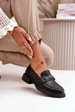 Sale Eleganckie Mokasyny Damskie Z Naturalnej Skóry Czarne Vinceza 91114 Damskie Loafersy Damskie|Mokasyny Damskie Skórzane