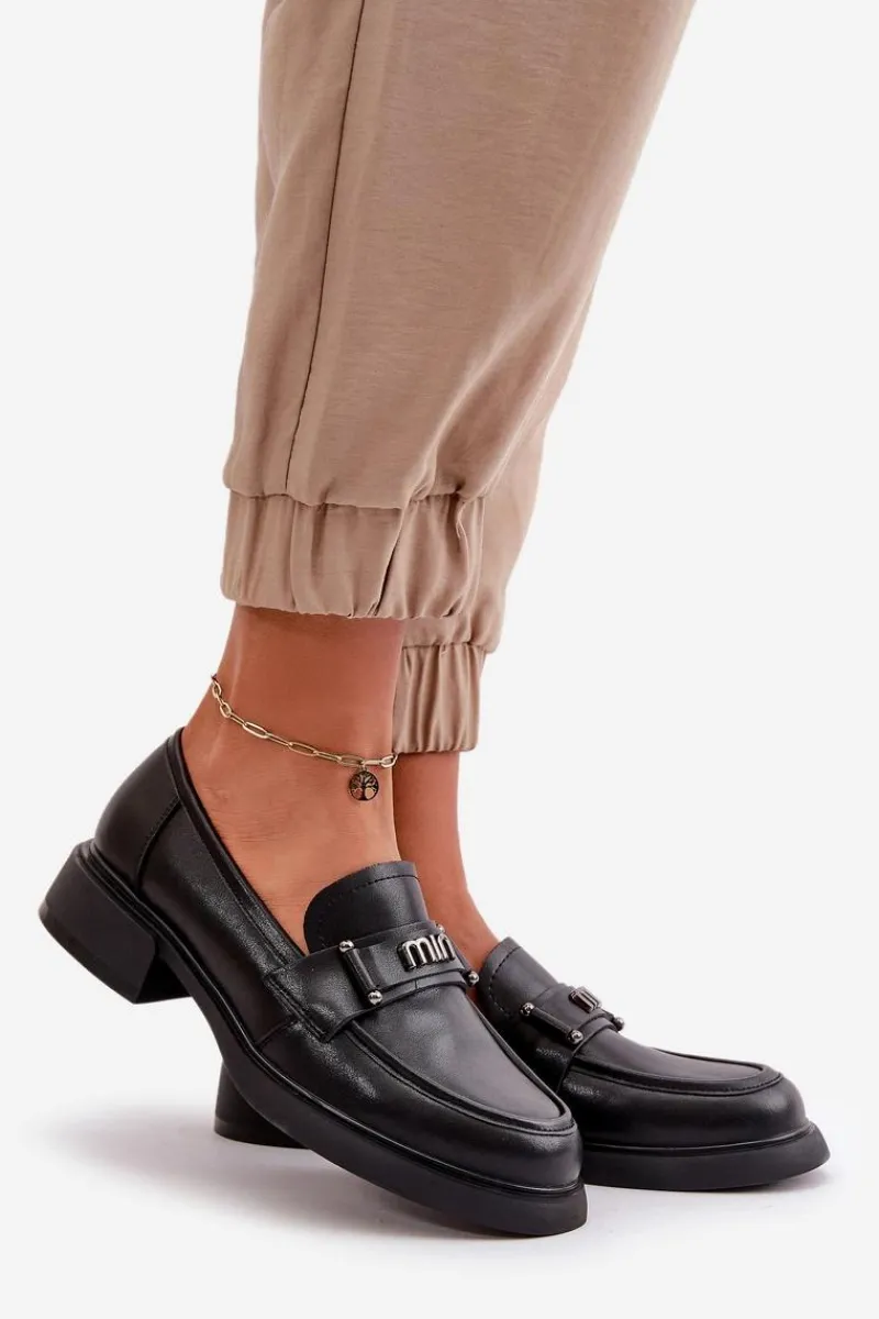 Sale Eleganckie Mokasyny Damskie Z Naturalnej Skóry Czarne Vinceza 91114 Damskie Loafersy Damskie|Mokasyny Damskie Skórzane