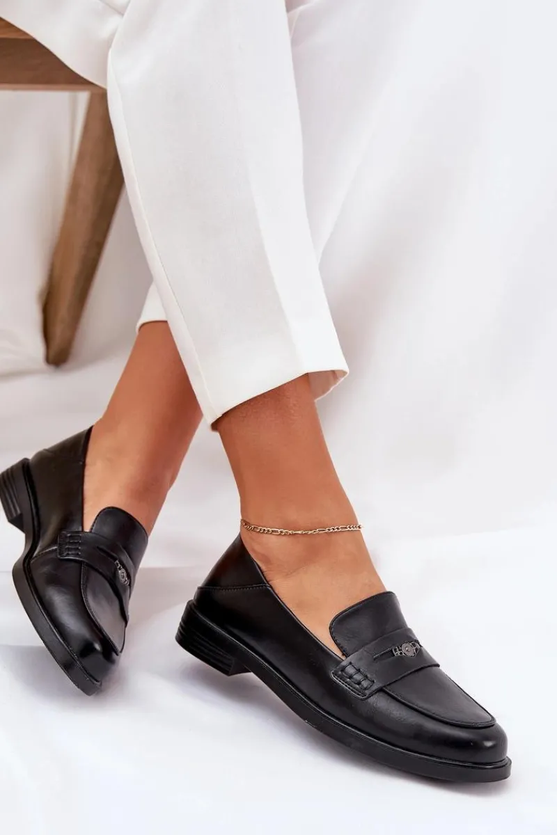 Outlet Eleganckie Mokasyny Damskie Z Naturalnej Skóry Vinceza 18100 Czarne Damskie Loafersy Damskie|Mokasyny Płaskie