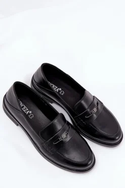 Outlet Eleganckie Mokasyny Damskie Z Naturalnej Skóry Vinceza 18100 Czarne Damskie Loafersy Damskie|Mokasyny Płaskie