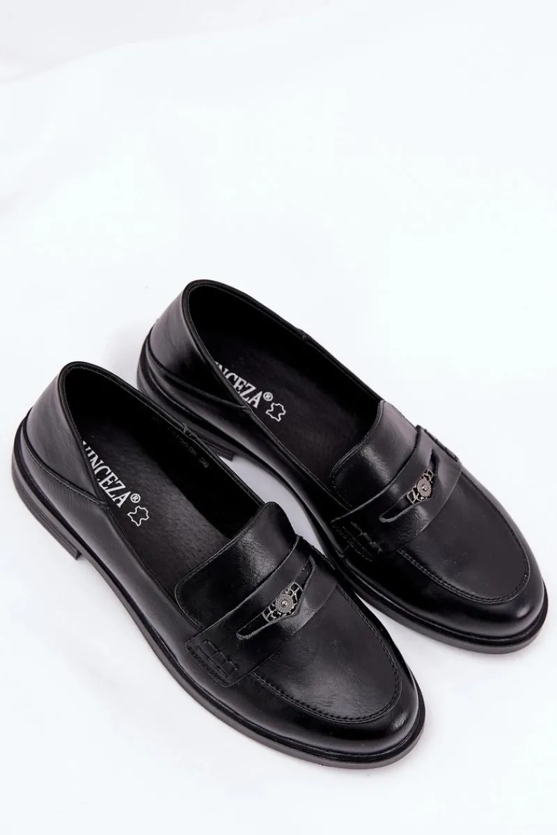 Outlet Eleganckie Mokasyny Damskie Z Naturalnej Skóry Vinceza 18100 Czarne Damskie Loafersy Damskie|Mokasyny Płaskie