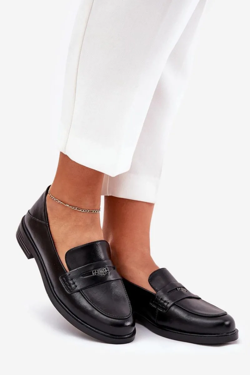 Outlet Eleganckie Mokasyny Damskie Z Naturalnej Skóry Vinceza 18100 Czarne Damskie Loafersy Damskie|Mokasyny Płaskie