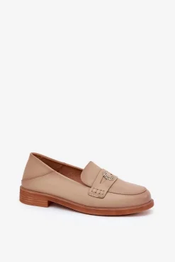 Outlet Eleganckie Mokasyny Damskie Z Naturalnej Skóry Vinceza 18100 Beżowe Damskie Loafersy Damskie|Mokasyny Płaskie