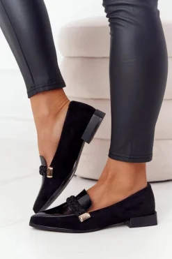 Clearance Eleganckie Mokasyny S.Barski Premium Zamszowe Czarne Damskie Mokasyny Damskie Lakierowane|Mokasyny Damskie Zamszowe