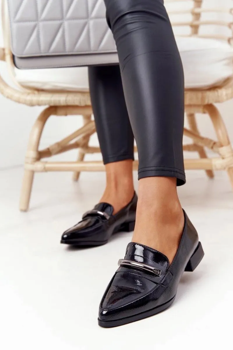 Mokasyny Damskie Lakierowane>Damskie buty S.Barski Eleganckie Mokasyny S.Barski Premium Lakierowane Czarne