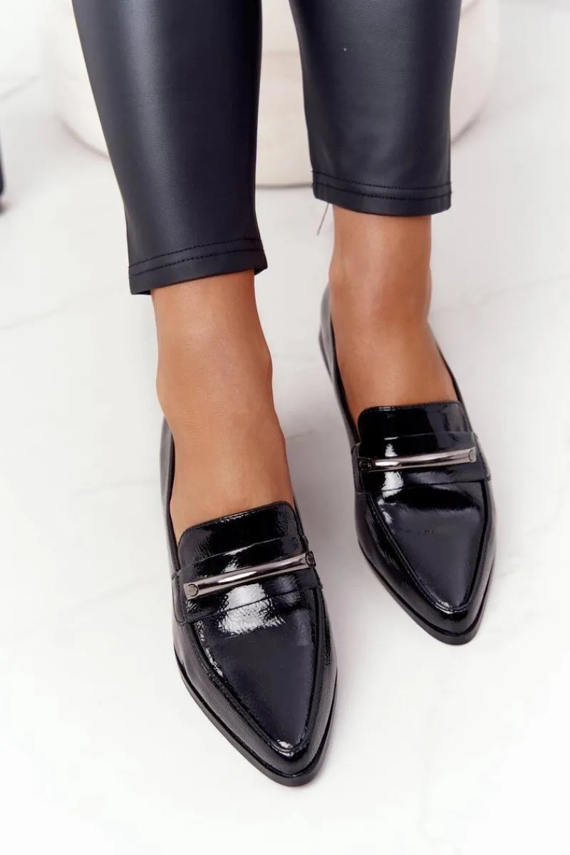 Mokasyny Damskie Lakierowane>Damskie buty S.Barski Eleganckie Mokasyny S.Barski Premium Lakierowane Czarne