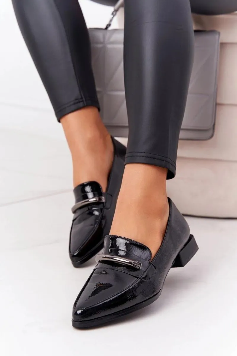 Mokasyny Damskie Lakierowane>Damskie buty S.Barski Eleganckie Mokasyny S.Barski Premium Lakierowane Czarne